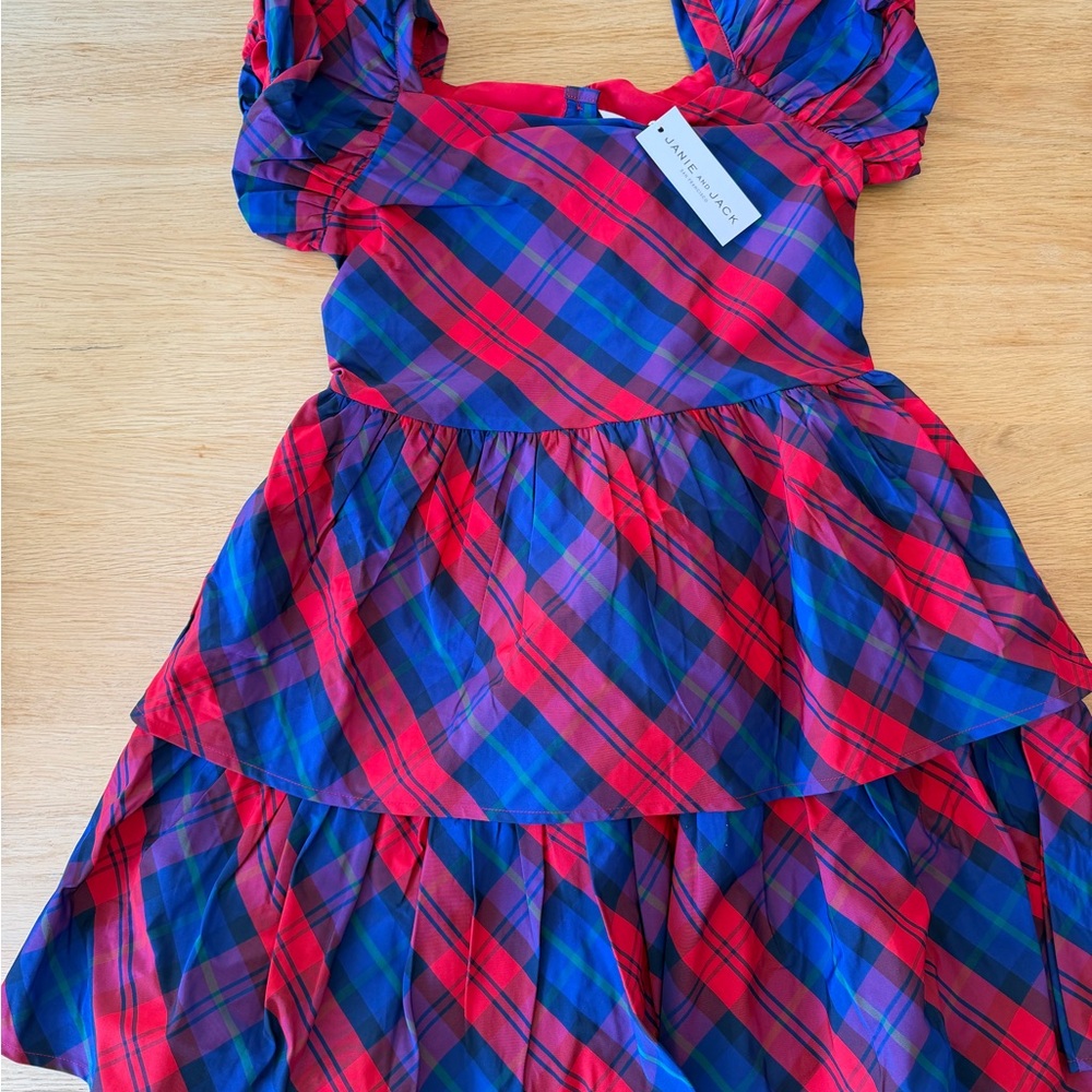 Janie and Jack Red, Blue & Green Plaid Tiered Dress